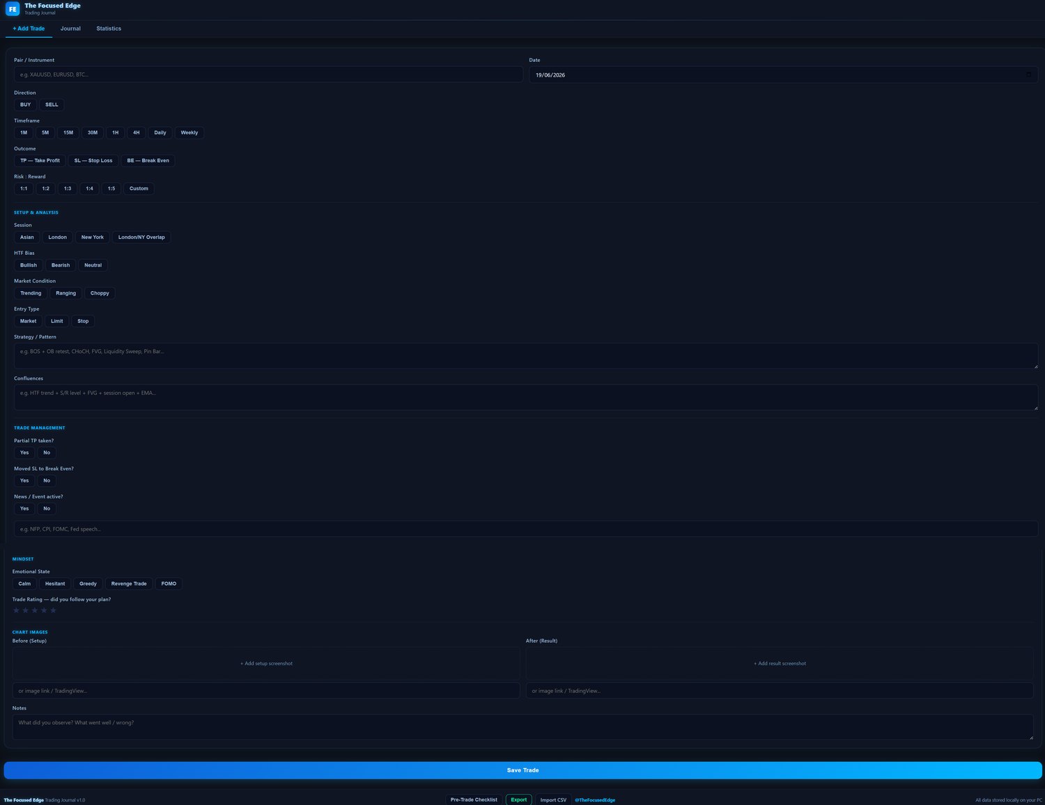 Add Trade — formular tranzacție